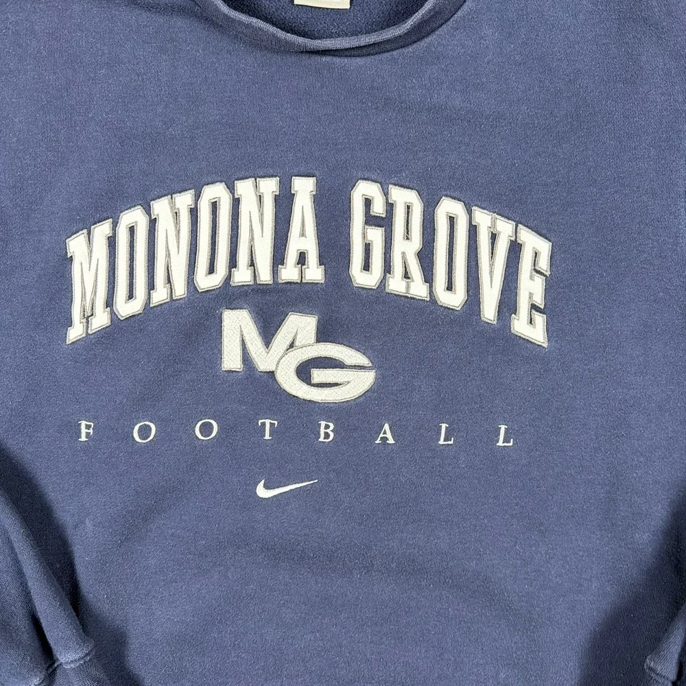 Nike‎ Team Sweatshirt Mens XXL Navy Blue Monona Grove Football Crewneck